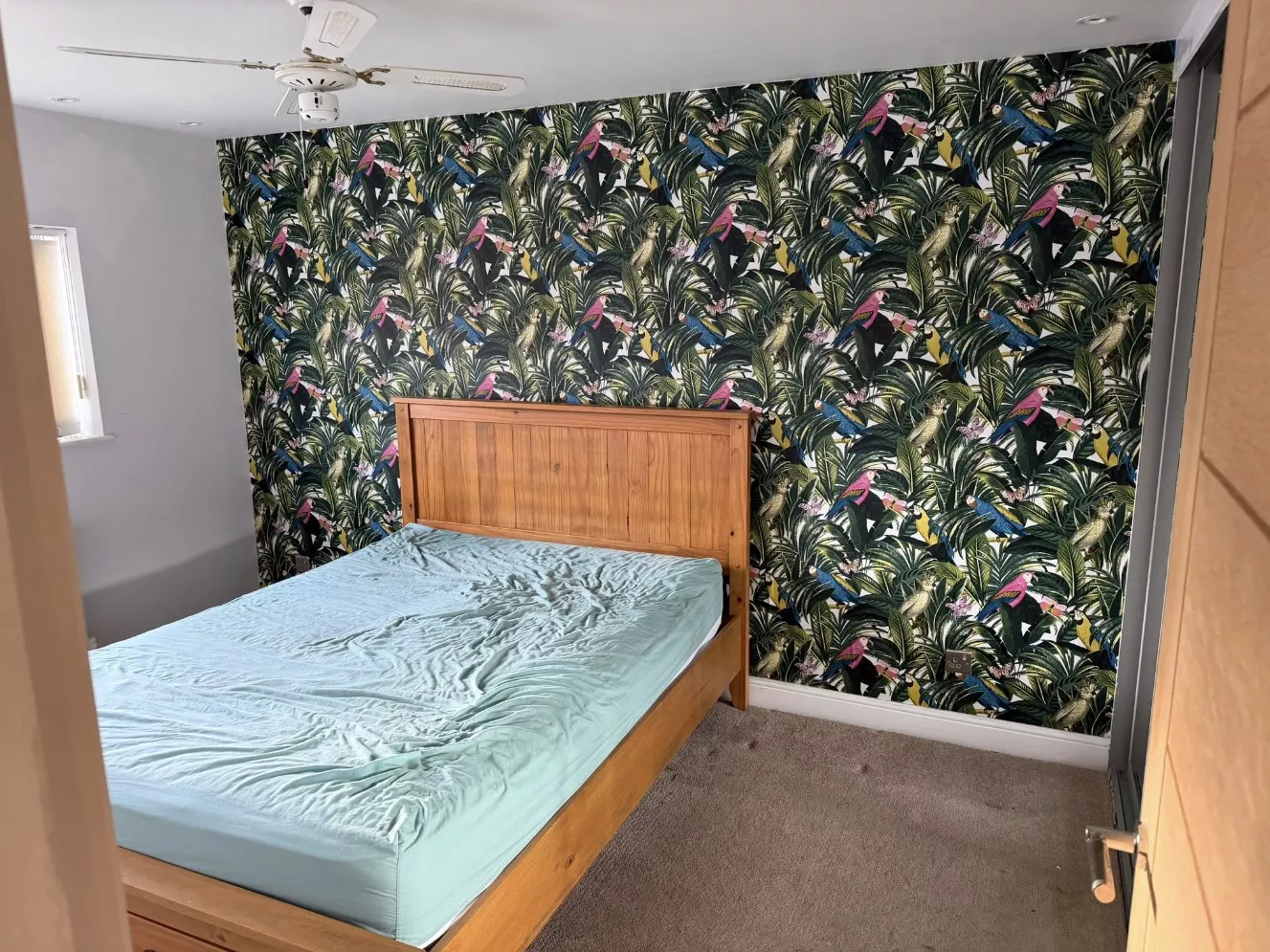 Bedroom wallpaper feature wall